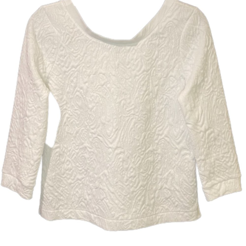 Banana Republic White Jacquard Floral Blouse - S